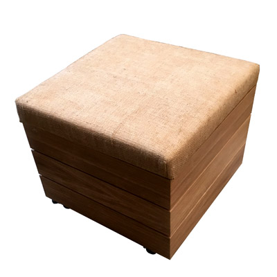 Hocker Jute Eiche mit Rollen